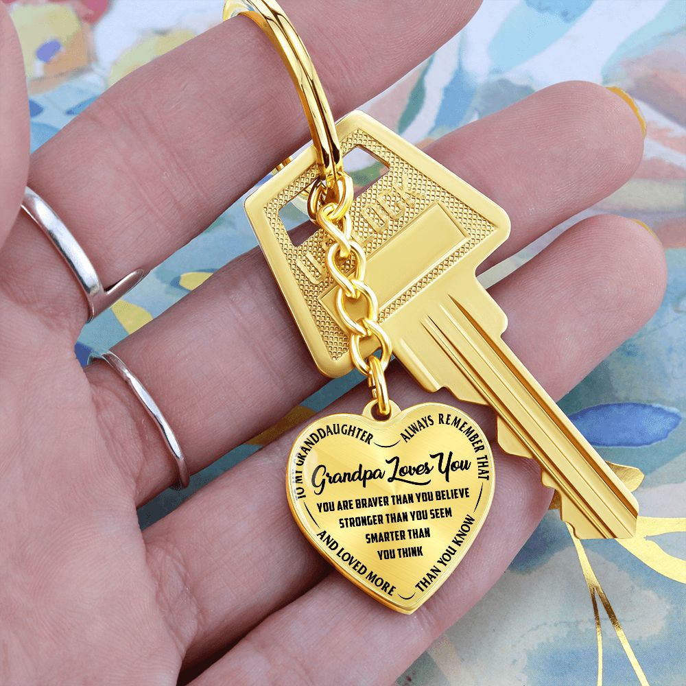 Grandpa Loves You - Heart Keychain